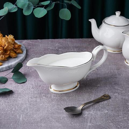 Соусник 350 мл 18,5*8 см h8,2 см с ручкой фарфор Gold Aristocrat Noble [1]