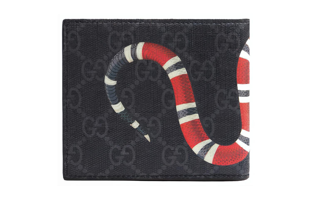 GUCCI Canvas With Leather Wallet Men"s Gray Black