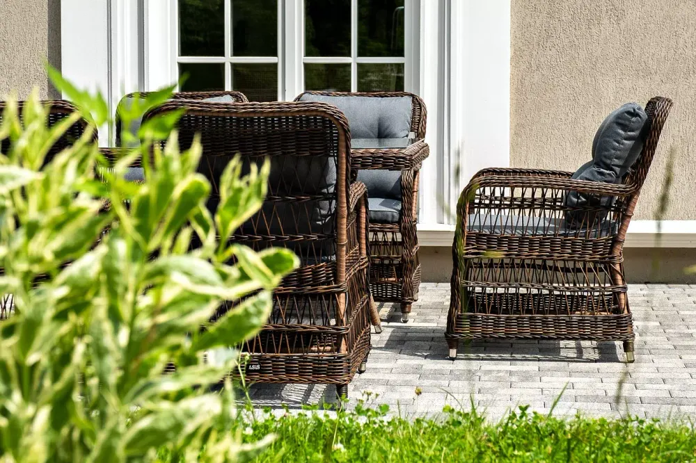 "Цесена" обеденная группа плетеная из искусственного ротанга, цвет коричневый