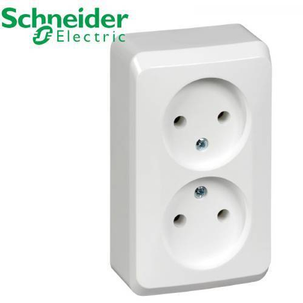 РА16-005В Розетка 2-ая б/з (белый) Этюд Schneider