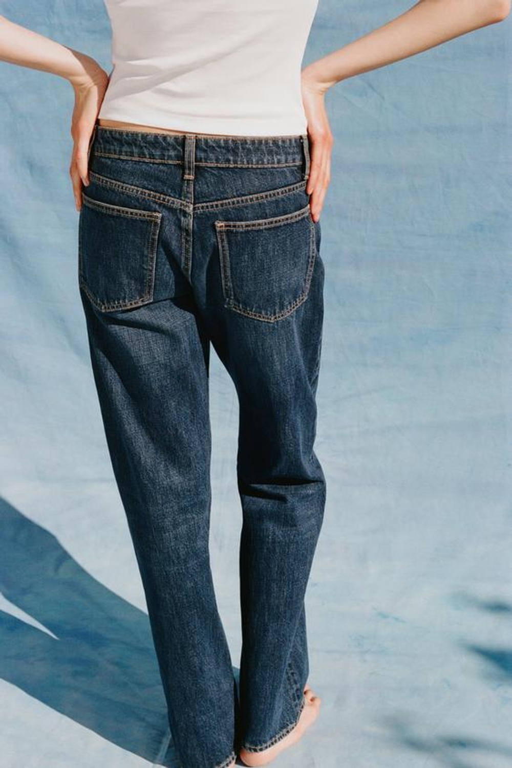 ZARA ДЖИНСЫ TRF WIDE-LEG С НИЗКОЙ ПОСАДКОЙ, МОРСКОЙ СИНИЙ