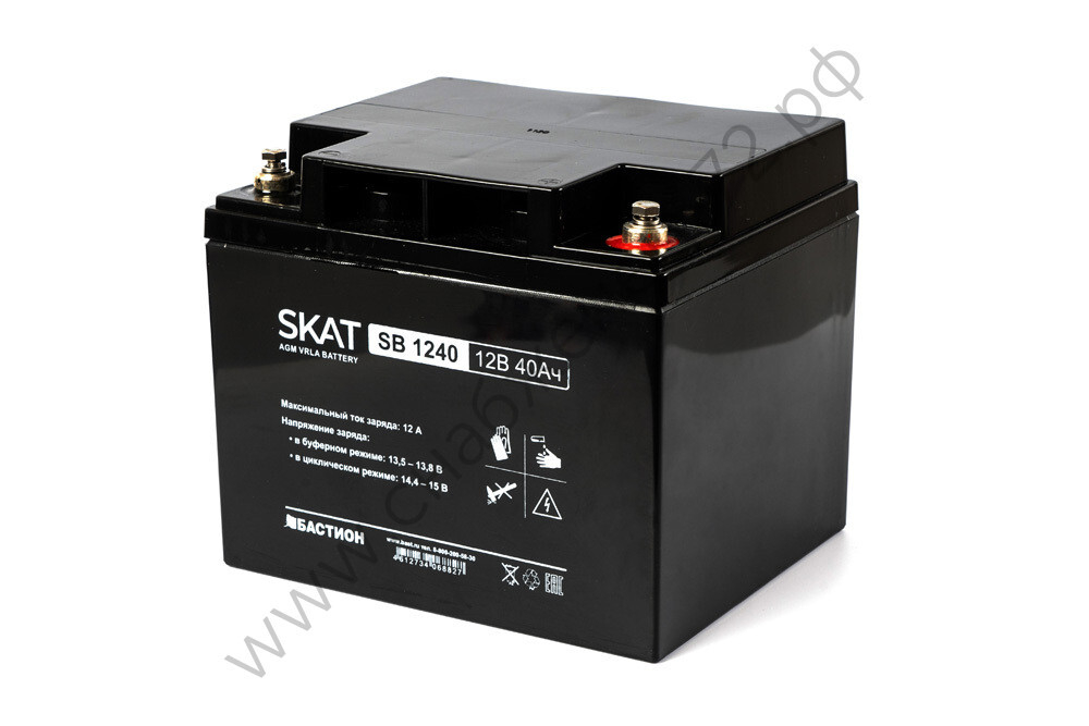 SKAT SB 1240 АКБ свинцово-кислотная тип AGM 12V 40Ач Iзар.12А, клеммы под болт М6
