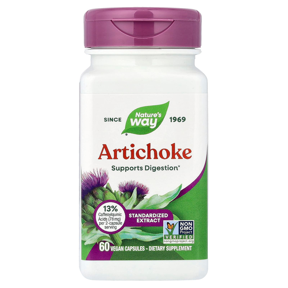 Nature's Way, артишок, стандартизированный экстракт, 60 веганских капсул