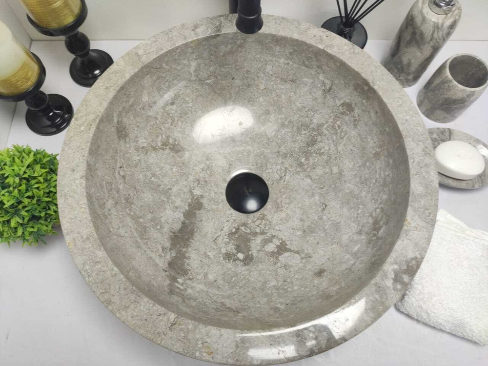 Раковина из мрамора Drum Grey Medium DM-60197 45*45*15
