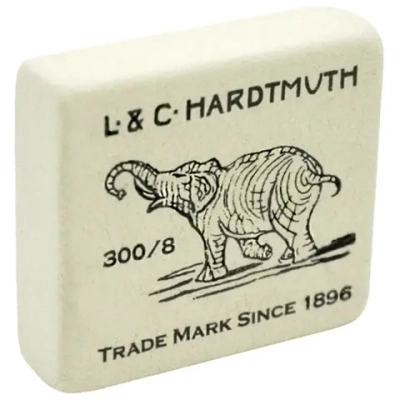 Ластик KOH-I-NOOR "Слон" 300/08, 54х48х16 мм, белый, прямоугольный, натуральный каучук, 0300008005KDRU