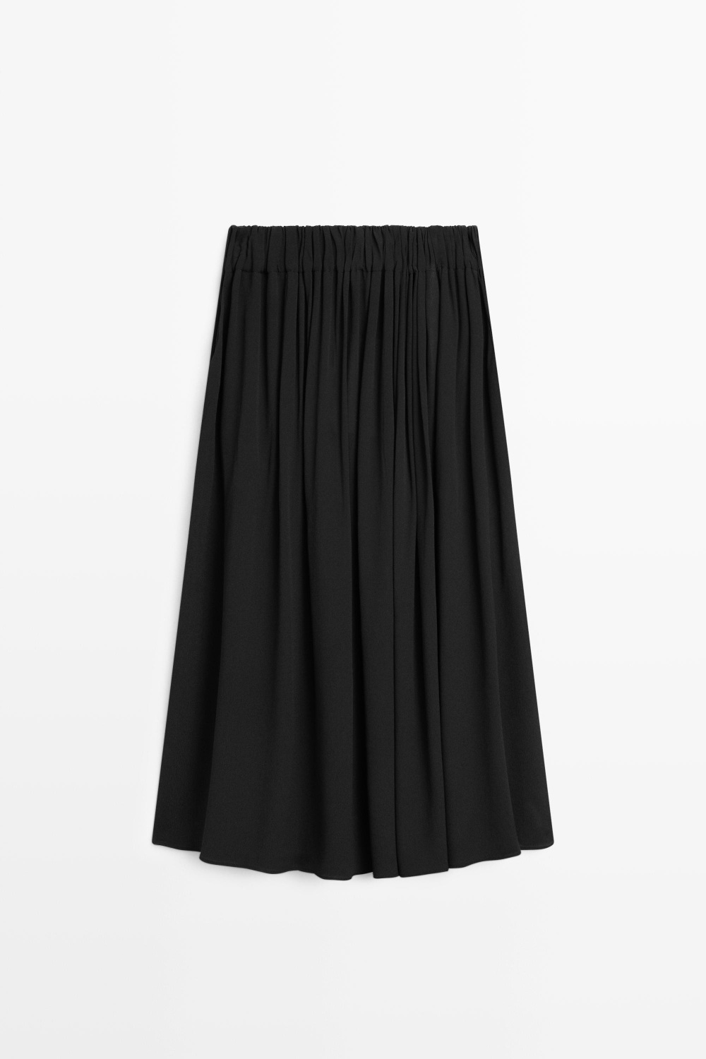 Massimo Dutti Плиссированная юбка миди, черный
