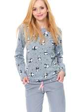 Хлопковая пижамка с пандами (Размер: L) (Цвет: серый)