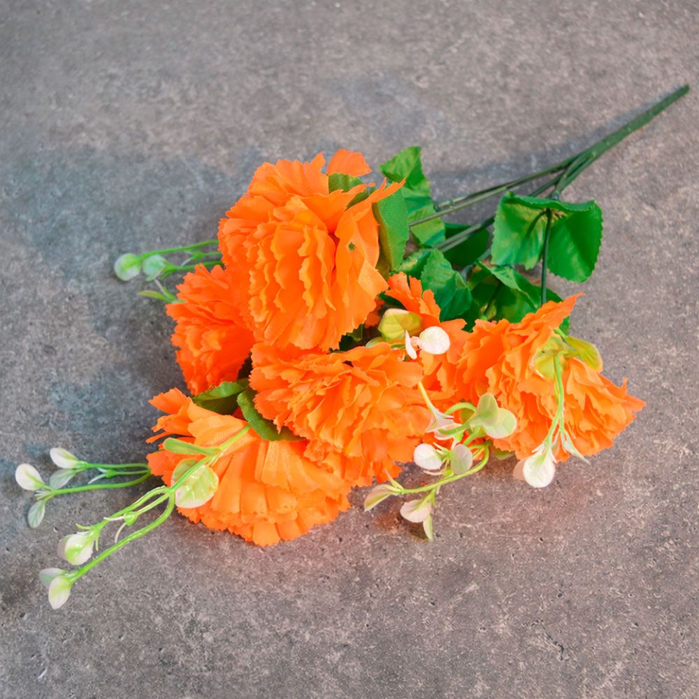 Цветы искусственные "Букет Гвоздик" 34см 7 цветков оранжевые