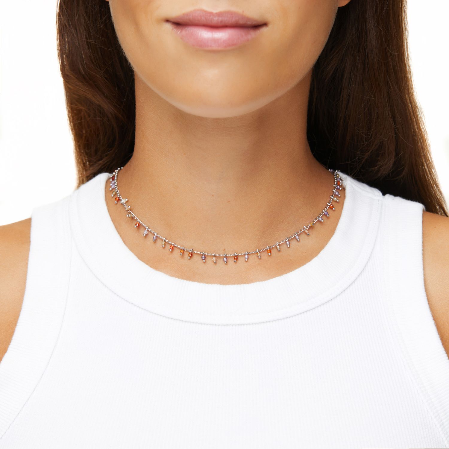 Колье Multi Quartz Chain Necklace – Silver