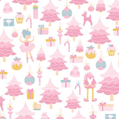 новогодний паттерн с игрушками балериной и дед мороз