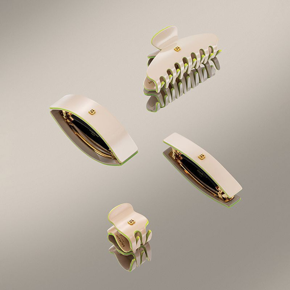 Balmain Hair Заколка-автомат Limited Edition Barrette ручной работы в цвете беж размер L
