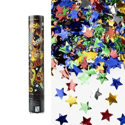 Пневмохлопушка 30 см. Комиксы, СДР, Звезды фольга, Ассорти, Металлик.