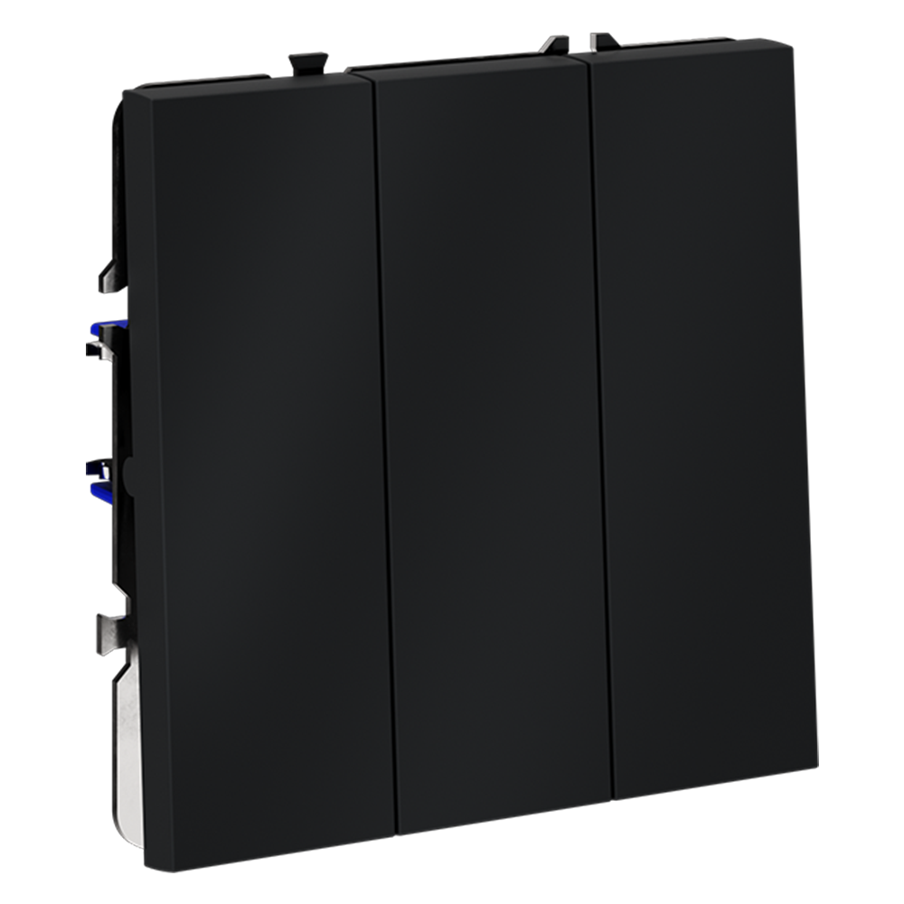 Выключатель встраиваемый VOLTUM S70 трехклавишный 10А, (графит)