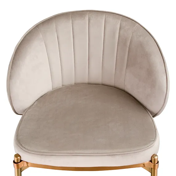 Полубарный стул Coral серо-бежевый велюр с золотыми ножками