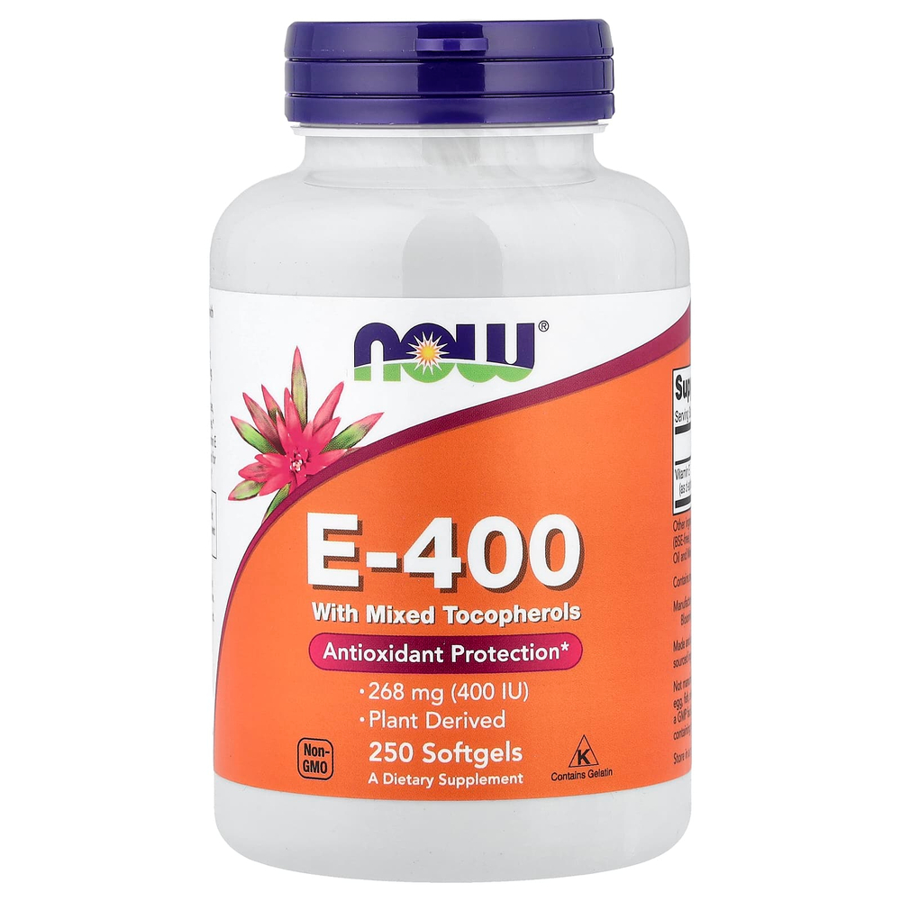 NOW Foods, витамин E-400 со смешанными токоферолами, 268 мг (400 МЕ), 250 капсул