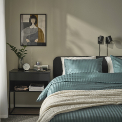 IKEA NATTJASMIN  (ИКЕА НАТТЙАСМИН)  -  Пододеяльник и 2 наволочки, сине-зеленый, 200x200/50x60 см