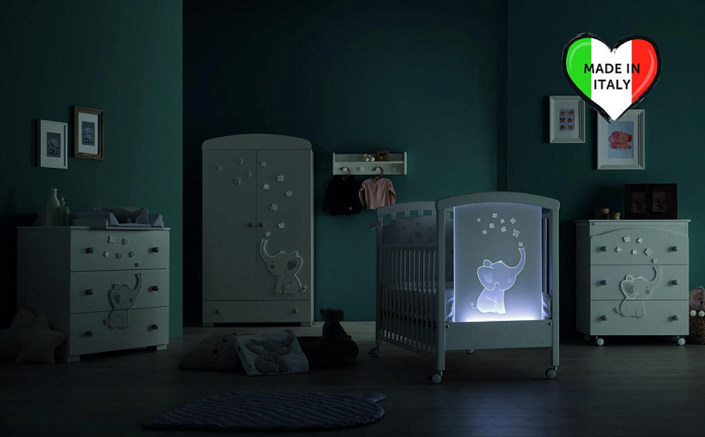 Детская кровать Erbesi Elly LED белый