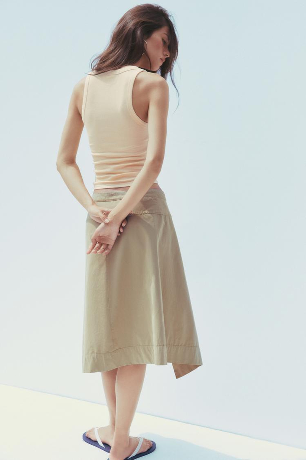 ZARA ТОП В РУБЧИК НА БРЕТЕЛЯХ, ВАНИЛЬНЫЙ