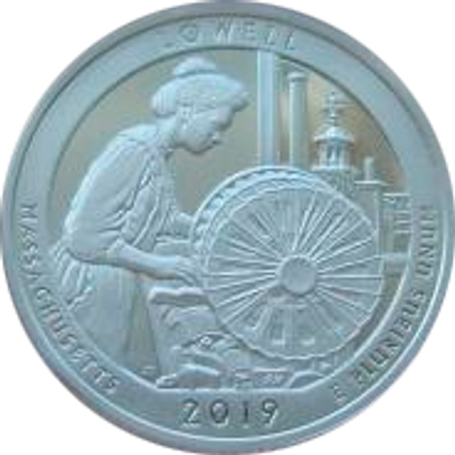 США 25 центов 2019 Парк № 46 Нац исторический парк Лоуэлл Lowell S Пруф Слаб ANACS PR70 Серебро