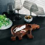 Менажница "Медведь" из древсесины кедра для подачи блюд и закусок с гравировкой "Never say Never"