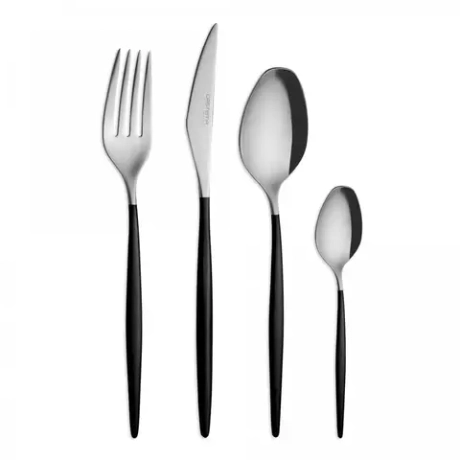 Набор столовых приборов 24 предмета на 6 персон Cristema Rabat матовая сталь/черный