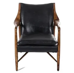 Кресло Finn Juhl Model 45, орех, черная кожа