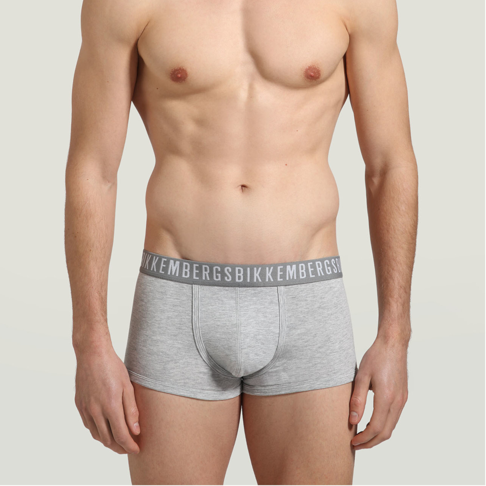 Мужские трусы хипсы серые набор 3 в 1 Bikkembergs CLASSIC BKK1UTR02TR