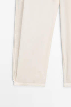 Massimo Dutti Брюки из смесовой хлопковой ткани с завязками, белый