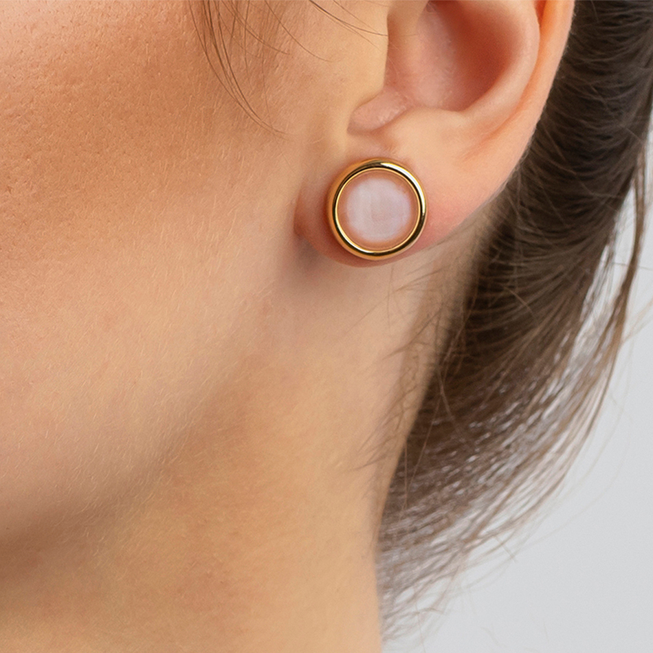 Серьги пусеты Possebon Quartz Rose A9999.9 R/G