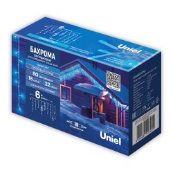 ULD-B6006-080-STK BLUE IP44 Бахрома светодиодная со статическим свечением. 6м. Соединяемая. 80 светодиодов. Синий свет. Провод прозрачный. ТМ Uniel