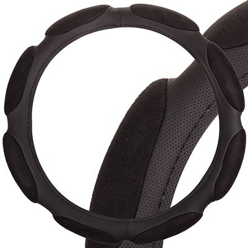 Оплетка руля L 39-40 см спонж (8 подушек) черная (SKYWAY)