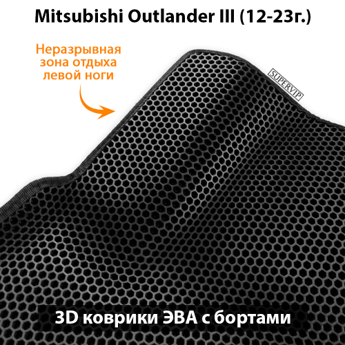 Передние автомобильные коврики ЭВА с бортами для Mitsubishi Outlander III (12-23г.)