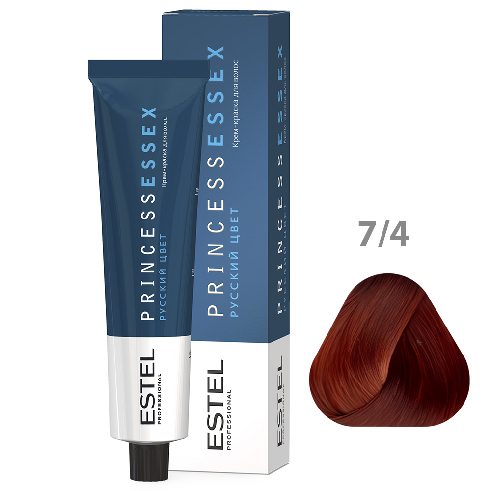 ESTEL PRINCESS ESSEX Крем-краска для волос, 7/4 средне-русый медный, 60 мл