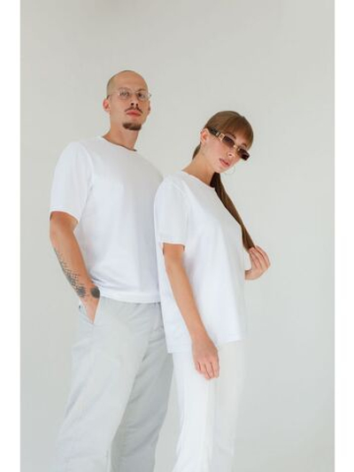 Футболка унисекс белая повседневная базовая оверсайз