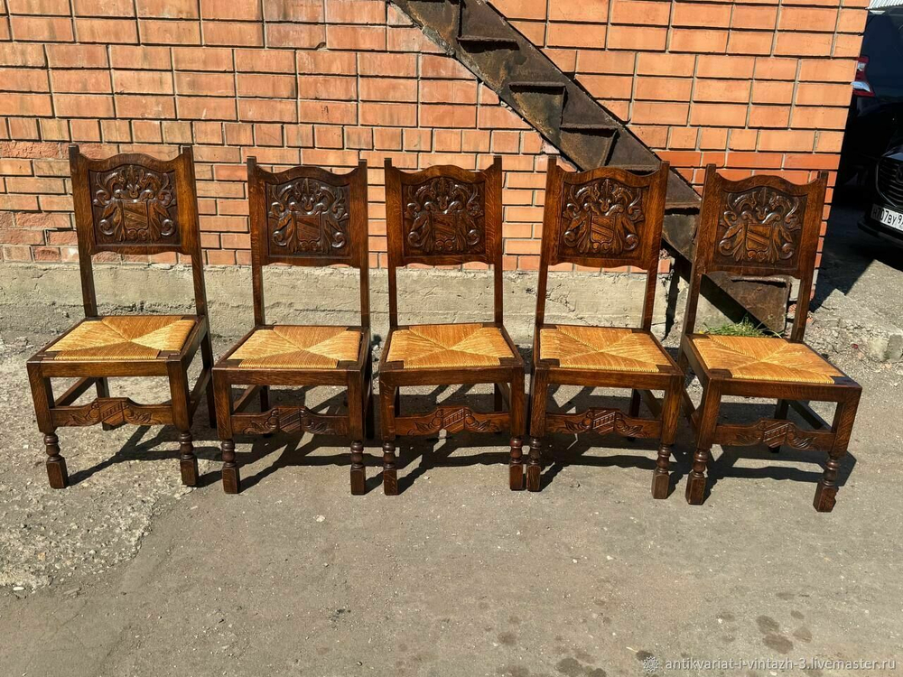 Старинные стулья 5 шт с ротангом