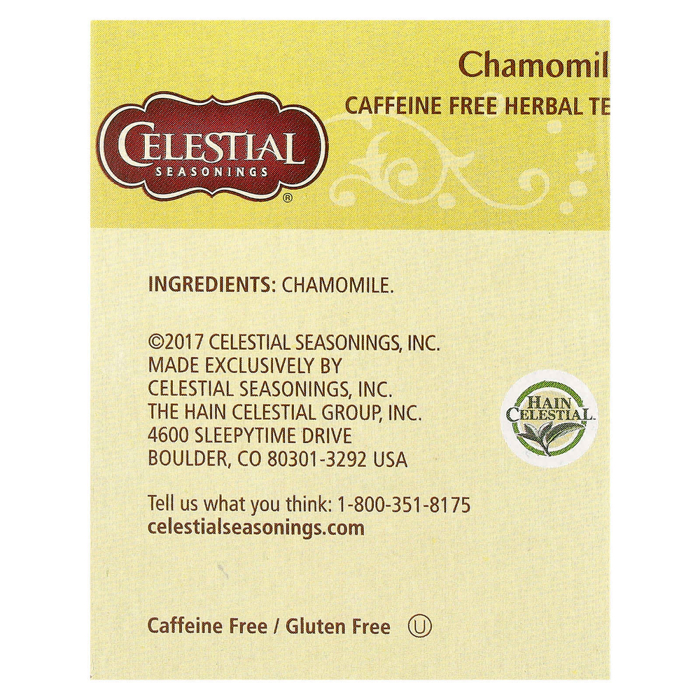 Celestial Seasonings, травяной чай, ромашка, без кофеина, 20 чайных пакетиков, 25 г (0,9 унции)