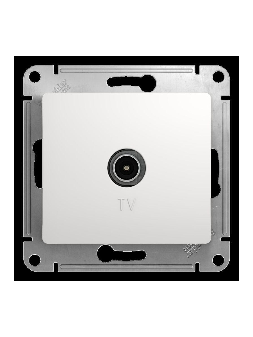 Розетка телевизионная проходная TV 1-м СП Glossa 4дБ механизм бел. SE GSL000192