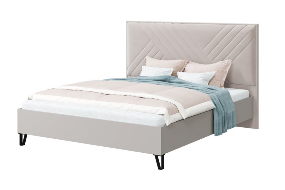 Кровать двухспальная 180х200 с ортопедическим основанием Кашемир мягкая спинка, Белый