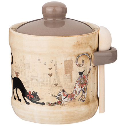 САХАРНИЦА С ЛОЖКОЙ AGNESS "ПАРИЖСКИЕ КОТЫ" 11*9,3*11,5 СМ 320 МЛ (КОР=36ШТ.)