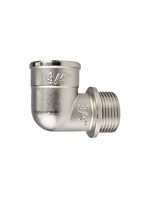 Угольник, латунь, внутренняя/наружная резьба 3/4"х90°, никель, RTP