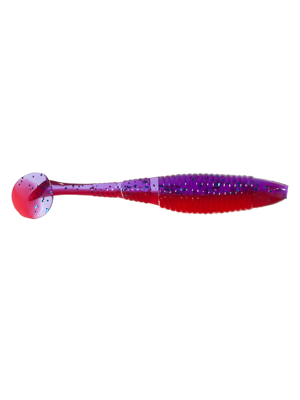Приманка ZUB-WIBRA 100мм(4")-4шт, (цвет 021) фиолетовый верх -красный низ