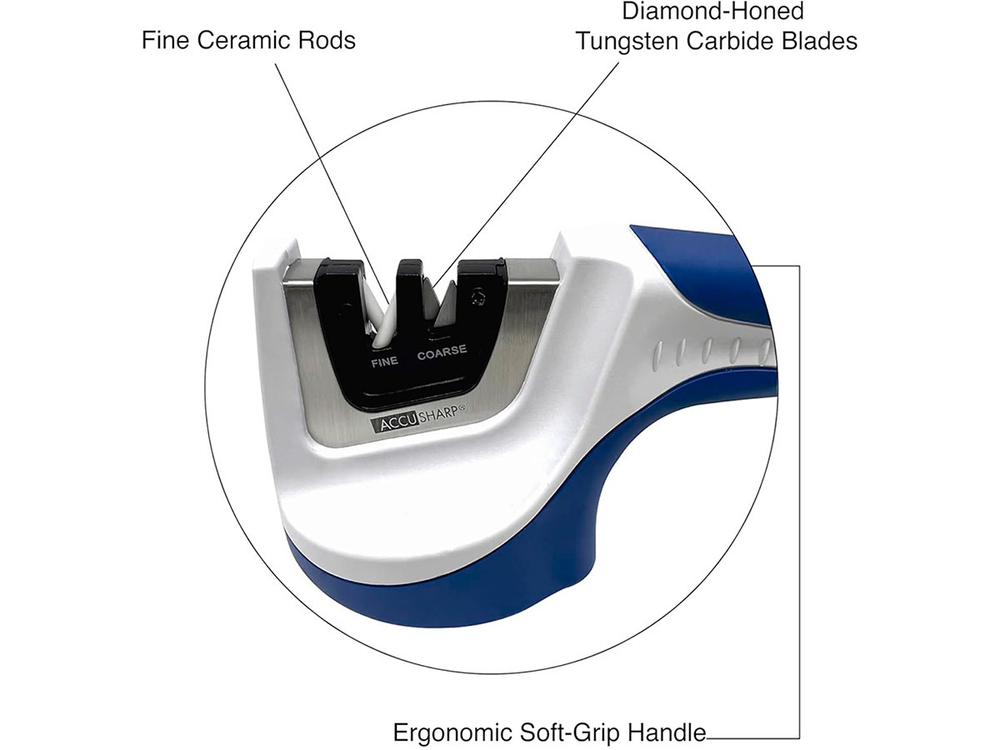 Точилка для ножей AccuSharp Pull-Through, белый/голубой