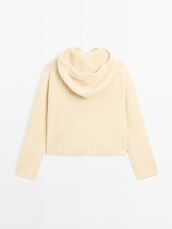 Massimo Dutti Свитер из смесовой шерсти с капюшоном, лаймовый