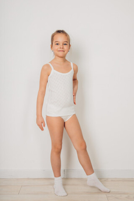 Майка на бретельках 102/2 белая, сердечки