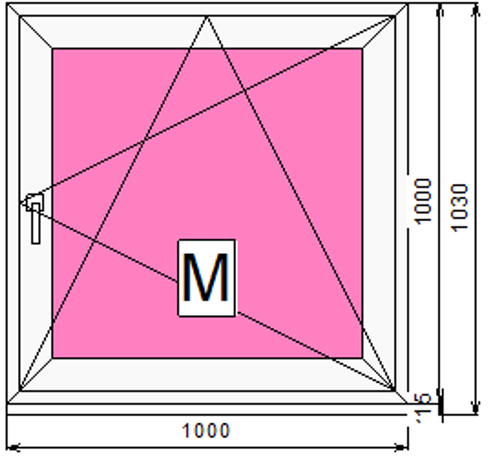 Пластиковое окно 1000 х 1000 ТермА Эко + Москитная сетка