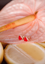 Пусеты «Хати» с алой ювелирной эмалью