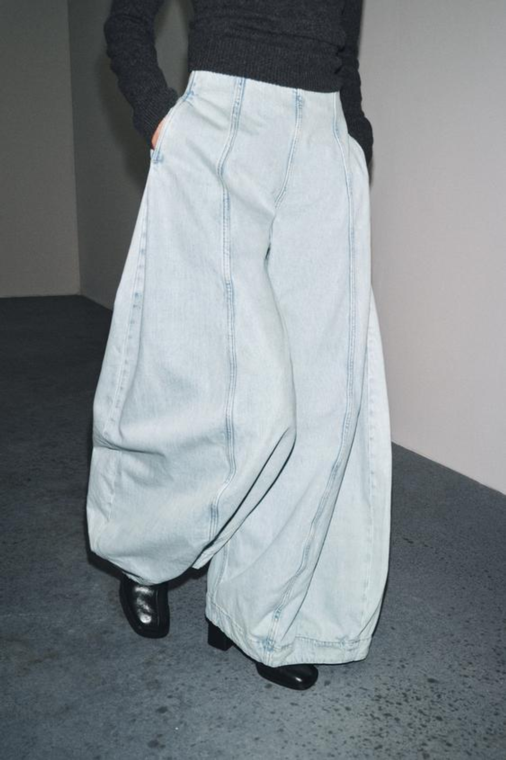 ZARA ДЖИНСЫ-БАЛЛОНЫ С ВЫСОКОЙ ПОСАДКОЙ — ZW COLLECTION, ГОЛУБОЙ