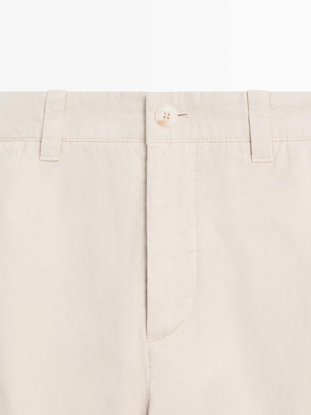 Massimo Dutti Хлопковые шорты-бермуды с декоративной отделкой на поясе, песочный