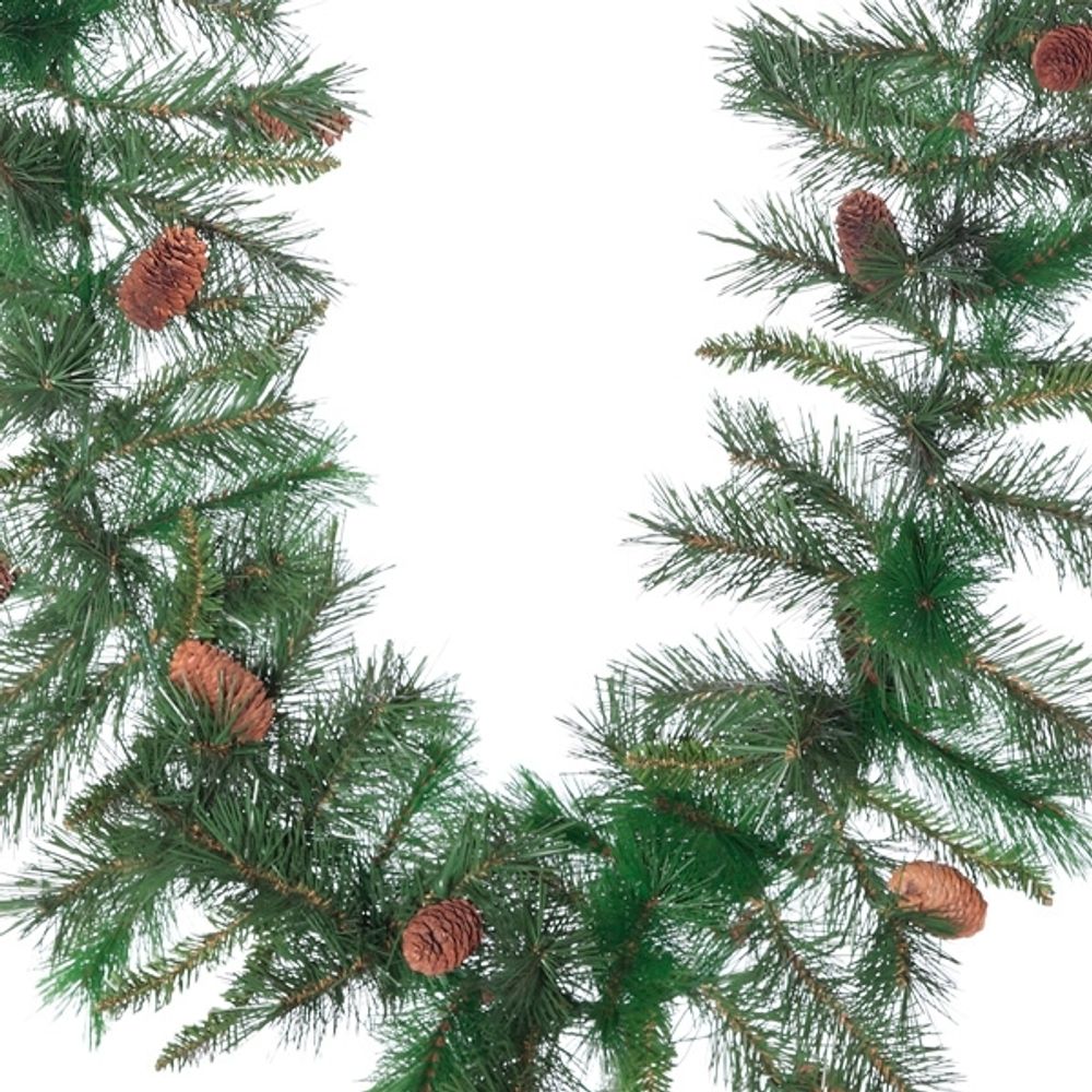 GAEM Украшение декоративное "Гирлянда еловая", 180 веток, 20 шишек, L285 W32 H32 см