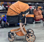 Коляска-трансформер 3 в 1 LUXMOM 608-2 с автолюлькой, коричневая